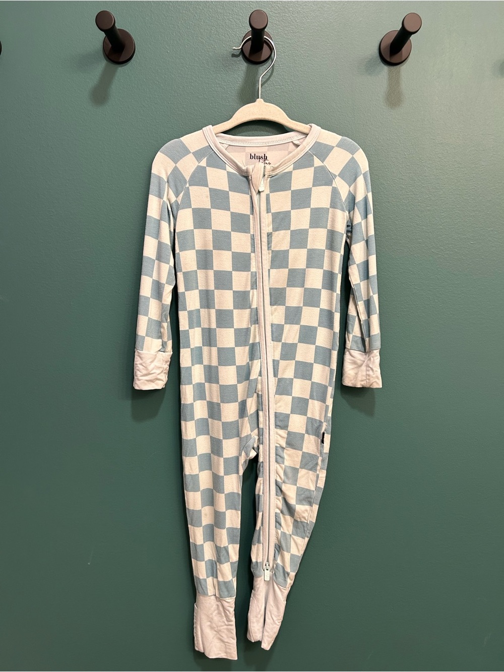 Honolulu Blue Checkered Blush Lotus Bamboo Zippy Pajamas